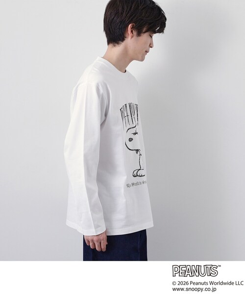 THE SHOP TK （ザ ショップ ティーケー ）の「PEANUTS ／ ピーナッツ スヌーピー ヴィンテージ風プリント長袖Tシャツ（Tシャツ/カットソー・メンズ・オフホワイト/チャコールグレー/グレー・03/02/04）」の6枚目の写真