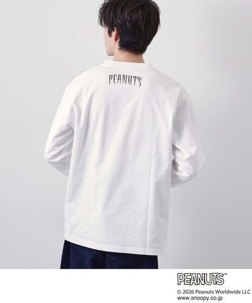 THE SHOP TK （ザ ショップ ティーケー ）の「PEANUTS ／ ピーナッツ スヌーピー ヴィンテージ風プリント長袖Tシャツ（Tシャツ/カットソー・メンズ・オフホワイト/チャコールグレー/グレー・03/02/04）」の7枚目の写真