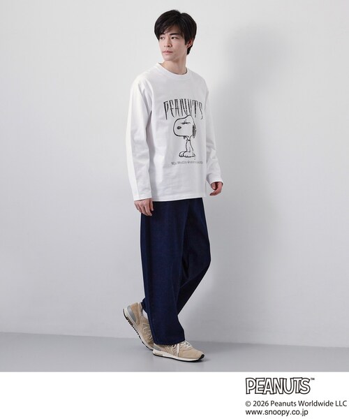 THE SHOP TK （ザ ショップ ティーケー ）の「PEANUTS ／ ピーナッツ スヌーピー ヴィンテージ風プリント長袖Tシャツ（Tシャツ/カットソー・メンズ・オフホワイト/チャコールグレー/グレー・03/02/04）」の8枚目の写真