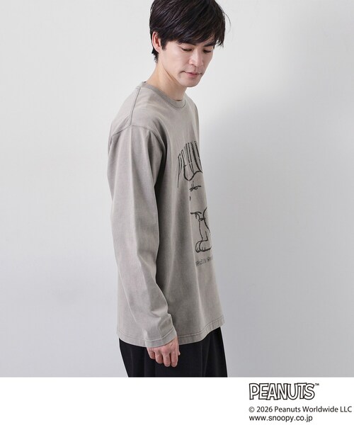 THE SHOP TK （ザ ショップ ティーケー ）の「PEANUTS ／ ピーナッツ スヌーピー ヴィンテージ風プリント長袖Tシャツ（Tシャツ/カットソー・メンズ・オフホワイト/チャコールグレー/グレー・03/02/04）」の10枚目の写真