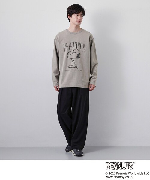 THE SHOP TK （ザ ショップ ティーケー ）の「PEANUTS ／ ピーナッツ スヌーピー ヴィンテージ風プリント長袖Tシャツ（Tシャツ/カットソー・メンズ・オフホワイト/チャコールグレー/グレー・03/02/04）」の12枚目の写真