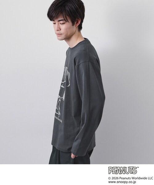 THE SHOP TK （ザ ショップ ティーケー ）の「PEANUTS ／ ピーナッツ スヌーピー ヴィンテージ風プリント長袖Tシャツ（Tシャツ/カットソー・メンズ・オフホワイト/チャコールグレー/グレー・03/02/04）」の14枚目の写真