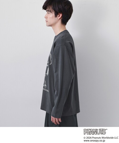 THE SHOP TK （ザ ショップ ティーケー ）の「PEANUTS ／ ピーナッツ スヌーピー ヴィンテージ風プリント長袖Tシャツ（Tシャツ/カットソー・メンズ・オフホワイト/チャコールグレー/グレー・03/02/04）」の20枚目の写真