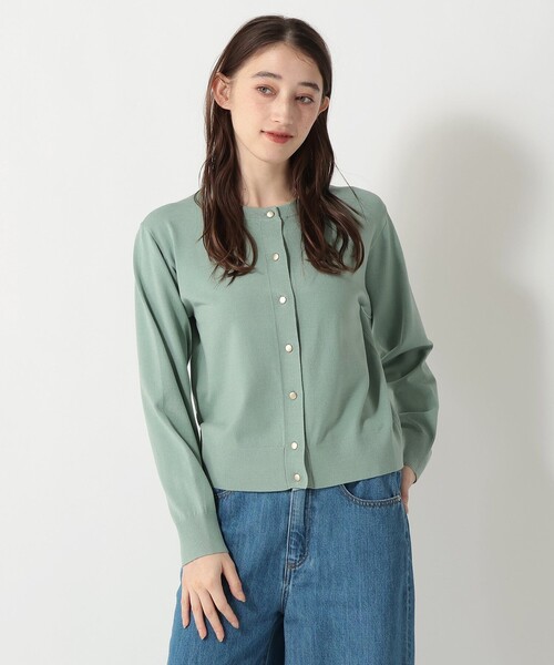 Afternoon Tea(アフタヌーンティー)の「トリプルケアベーシックカーディガン(カーディガン/ボレロ・レディース・イエロー/ライトグレー/グリーン/ブルー/ネイビー/パープル・MEDIUM/LARGE)」の3枚目の写真