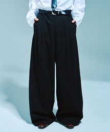Camphor wood | 1TUCK WIDE BAGGY STRIPE SLACKS / ワンタックワイドバギーストライプスラックス【セットアップ可能】(スラックス)