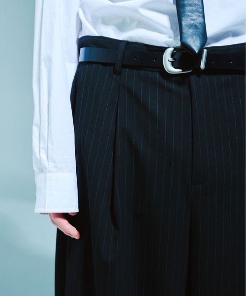 Camphor wood（カンファーウッド）の「1TUCK WIDE BAGGY STRIPE SLACKS / ワンタックワイドバギーストライプスラックス【セットアップ可能】（スラックス・メンズ・グレー/ブラック・SMALL/MEDIUM/LARGE）」の13枚目の写真