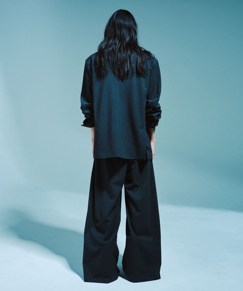 Camphor wood（カンファーウッド）の「1TUCK WIDE BAGGY STRIPE SLACKS / ワンタックワイドバギーストライプスラックス【セットアップ可能】（スラックス・メンズ・グレー/ブラック・SMALL/MEDIUM/LARGE）」の18枚目の写真