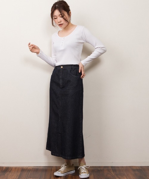 aity(アイティ)の「M-4L ランダムリブ ヘンリーネックカットソー 夏服(Tシャツ/カットソー・レディース・ブラック/杢グレー/ホワイト・LL/L/M/4L/3L)」の5枚目の写真