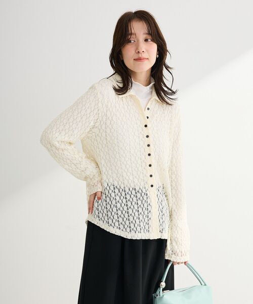 Green　Parks（グリーンパークス）の「衿付きレースカットプルオーバー（Tシャツ/カットソー・レディース・ホワイト系その他2/ライトグレー・FREE）」の16枚目の写真