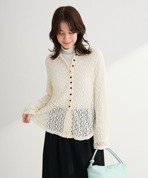 Green　Parks（グリーンパークス）の「衿付きレースカットプルオーバー（Tシャツ/カットソー・レディース・ホワイト系その他2/ライトグレー・FREE）」の17枚目の写真