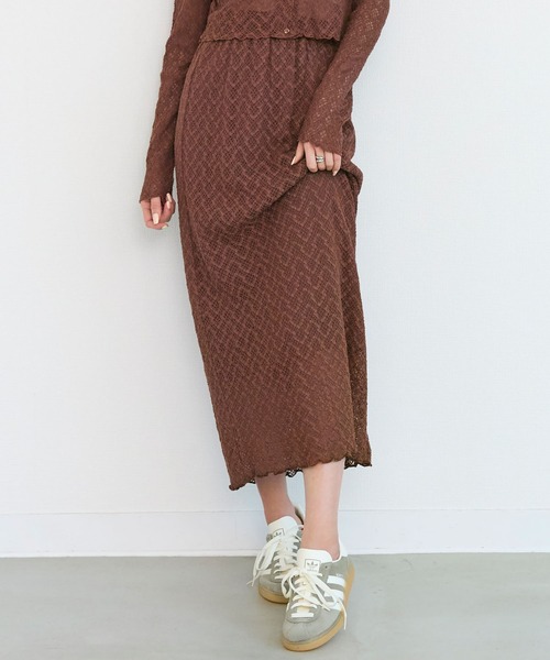 Tiny EDEN(タイニーエデン)の「【ペチコート付き セットアップ対応】レースナロースカート(スカート・レディース・ブラウン/ブルー・FREE)」の5枚目の写真