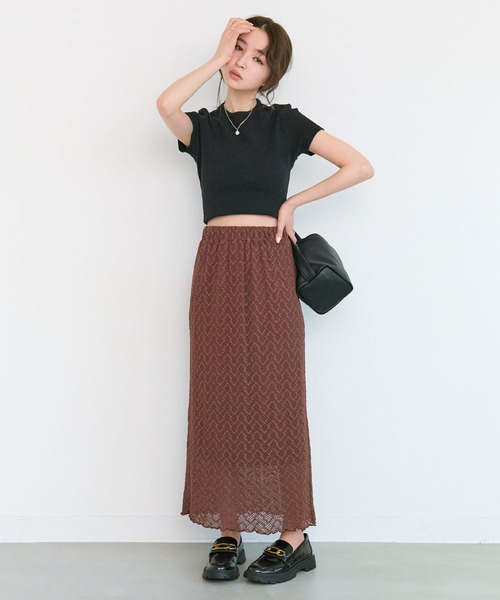Tiny EDEN(タイニーエデン)の「【ペチコート付き セットアップ対応】レースナロースカート(スカート・レディース・ブラウン/ブルー・FREE)」の21枚目の写真
