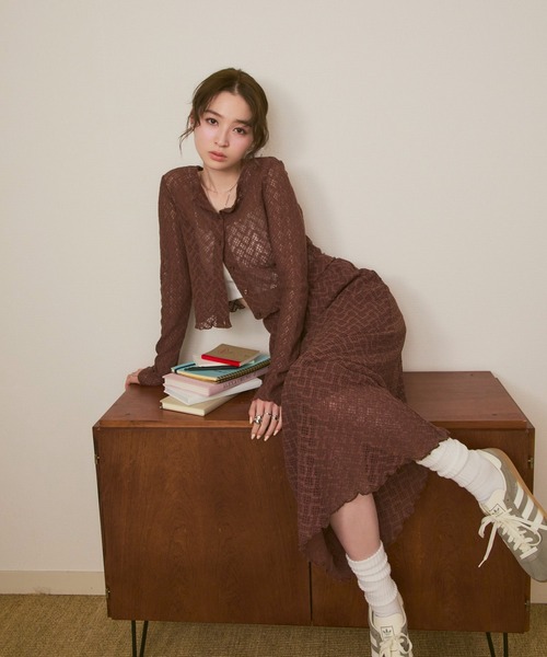 Tiny EDEN(タイニーエデン)の「【ペチコート付き セットアップ対応】レースナロースカート(スカート・レディース・ブラウン/ブルー・FREE)」の12枚目の写真