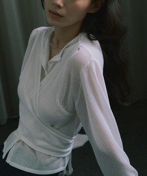 Cassette Chart（カセットチャート）の「【kiehtova】LAYERED SHEER CROSS CARDIGAN/レイヤードシアークロスカーディガン KTWR60（カーディガン/ボレロ）」