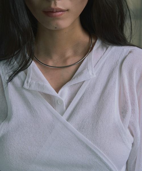 kiehtova（キエトヴァ）の「【kiehtova】LAYERED SHEER CROSS CARDIGAN/レイヤードシアークロスカーディガン KTWR60（カーディガン/ボレロ・レディース・ブラック/ホワイト/ブラウン・FREE）」の10枚目の写真