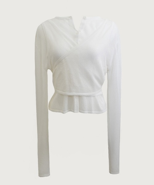 kiehtova（キエトヴァ）の「【kiehtova】LAYERED SHEER CROSS CARDIGAN/レイヤードシアークロスカーディガン KTWR60（カーディガン/ボレロ・レディース・ブラック/ホワイト/ブラウン・FREE）」の12枚目の写真