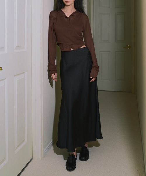 kiehtova（キエトヴァ）の「【kiehtova】LAYERED SHEER CROSS CARDIGAN/レイヤードシアークロスカーディガン KTWR60（カーディガン/ボレロ・レディース・ブラック/ホワイト/ブラウン・FREE）」の17枚目の写真