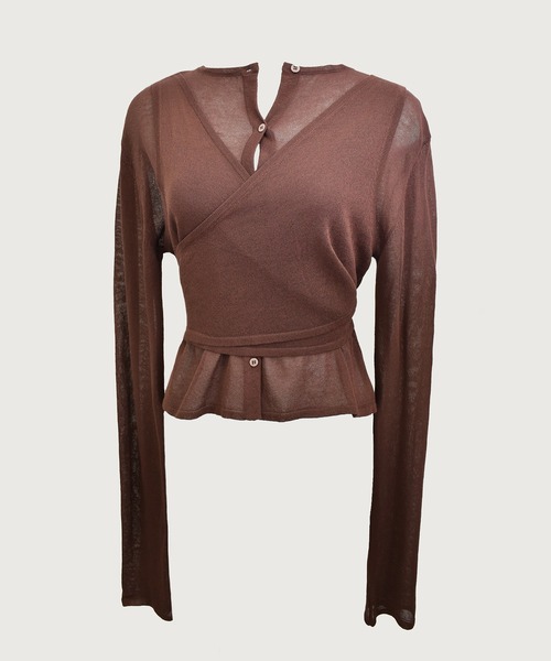 kiehtova（キエトヴァ）の「【kiehtova】LAYERED SHEER CROSS CARDIGAN/レイヤードシアークロスカーディガン KTWR60（カーディガン/ボレロ・レディース・ブラック/ホワイト/ブラウン・FREE）」の19枚目の写真