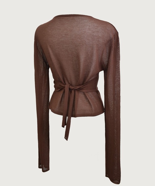 kiehtova（キエトヴァ）の「【kiehtova】LAYERED SHEER CROSS CARDIGAN/レイヤードシアークロスカーディガン KTWR60（カーディガン/ボレロ・レディース・ブラック/ホワイト/ブラウン・FREE）」の20枚目の写真