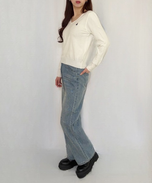 frunco(フランコ)の「【ZOZOTOWN限定】ワンポイント刺繍Vネックニット(ニット/セーター・レディース・ブラック/アイボリー/グレー/ブルー/ホワイト・FREE)」の18枚目の写真