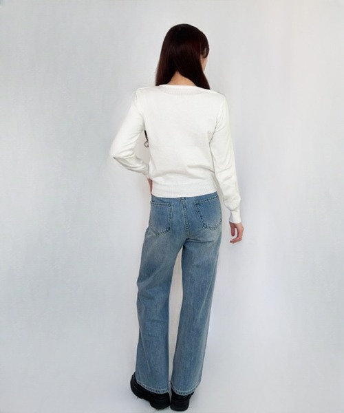 frunco(フランコ)の「【ZOZOTOWN限定】ワンポイント刺繍Vネックニット(ニット/セーター・レディース・ブラック/アイボリー/グレー/ブルー/ホワイト・FREE)」の20枚目の写真