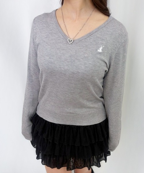 frunco(フランコ)の「【ZOZOTOWN限定】ワンポイント刺繍Vネックニット(ニット/セーター・レディース・ブラック/アイボリー/グレー/ブルー/ホワイト・FREE)」の21枚目の写真