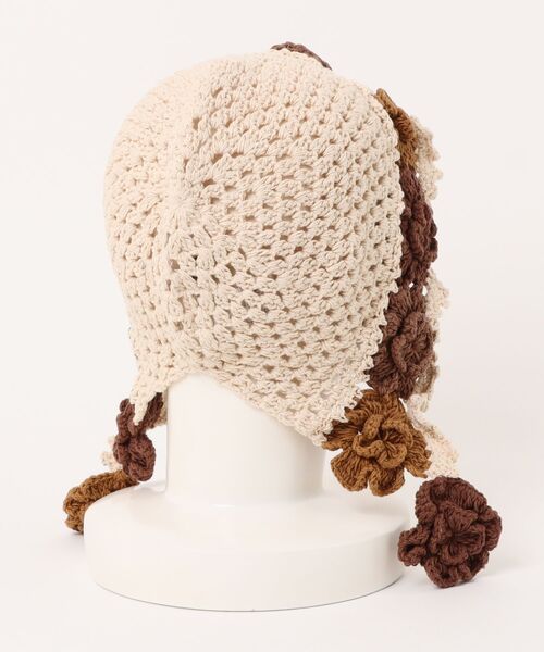 チャイハネ（チャイハネ）の「【チャイハネ】フラクラバブーシュカ風耳付きキャップ（ニットキャップ/ビーニー・レディース・ナチュラル・FREE）」の4枚目の写真