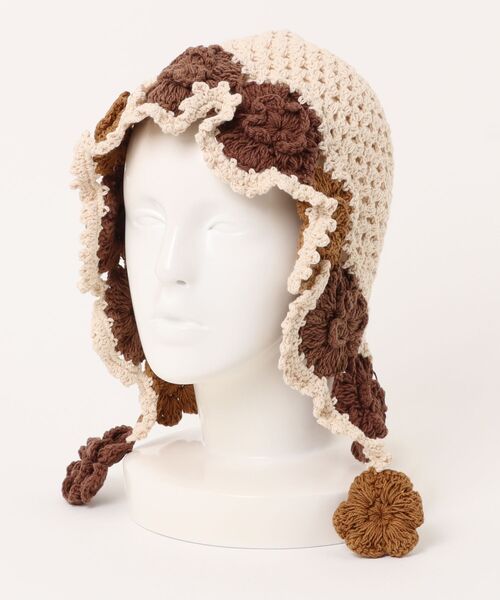 チャイハネ（チャイハネ）の「【チャイハネ】フラクラバブーシュカ風耳付きキャップ（ニットキャップ/ビーニー・レディース・ナチュラル・FREE）」の3枚目の写真