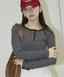 PUBLUX/パブリュクス 襟 レース 切替 ロングスリーブ Tシャツ 限定展開