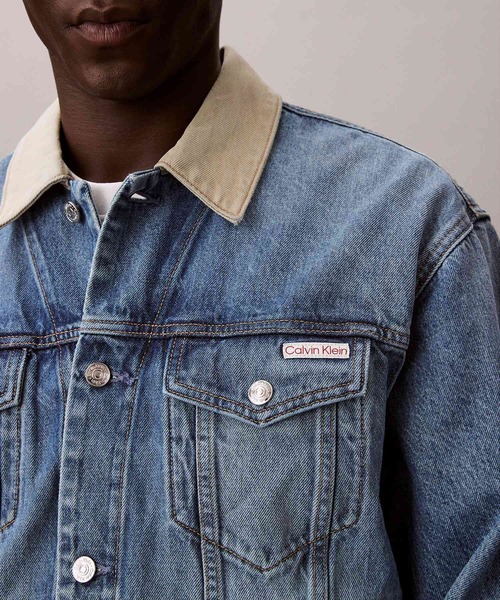 Calvin Klein(カルバン・クライン)の「コントラストカラートラッカージャケット(デニムジャケット・メンズ・ブルー・XL/S/M/L)」の6枚目の写真