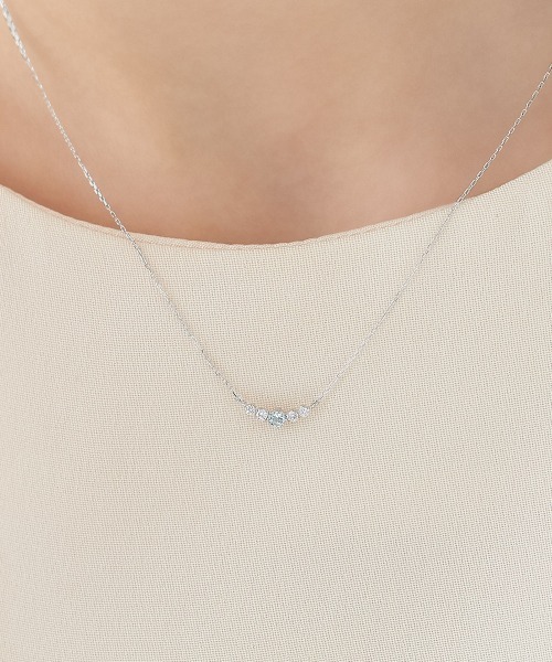 4℃（ヨンドシー）の「【3月誕生石】K10ホワイトゴールド アクアマリン ライン ネックレス（ネックレス・レディース・ホワイトゴールド・FREE）」の6枚目の写真