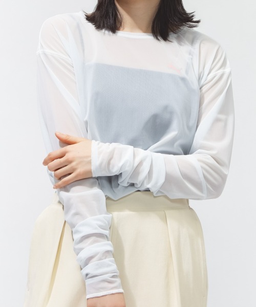 PUMA（プーマ）の「プーマ PUMA ESS ELEVATED LS シアー Tシャツ（Tシャツ/カットソー・レディース・クリーム/ブルー/ブラック・S/M/L/XL）」の3枚目の写真