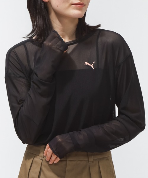 PUMA（プーマ）の「プーマ PUMA ESS ELEVATED LS シアー Tシャツ（Tシャツ/カットソー・レディース・クリーム/ブルー/ブラック・S/M/L/XL）」の2枚目の写真