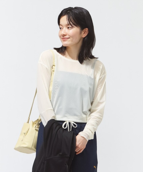 PUMA（プーマ）の「プーマ PUMA ESS ELEVATED LS シアー Tシャツ（Tシャツ/カットソー・レディース・クリーム/ブルー/ブラック・S/M/L/XL）」の4枚目の写真