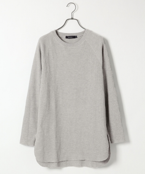 RAGEBLUE（レイジブルー）の「＜トレンドのロング丈＞BIGワッフルクルー/711652（Tシャツ/カットソー・メンズ・グレー/ホワイト/ネイビー・LARGE/MEDIUM）」の3枚目の写真
