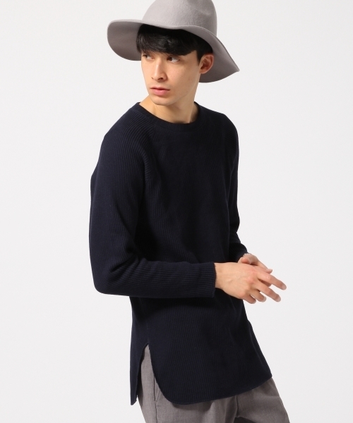 RAGEBLUE（レイジブルー）の「＜トレンドのロング丈＞BIGワッフルクルー/711652（Tシャツ/カットソー・メンズ・グレー/ホワイト/ネイビー・LARGE/MEDIUM）」の4枚目の写真