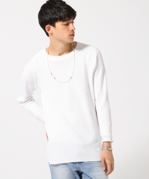 RAGEBLUE（レイジブルー）の「＜トレンドのロング丈＞BIGワッフルクルー/711652（Tシャツ/カットソー・メンズ・グレー/ホワイト/ネイビー・LARGE/MEDIUM）」の9枚目の写真