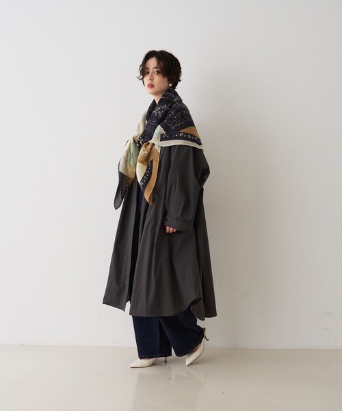 Rouge vif(ルージュヴィフ)の「【manipuri/マニプリ】フラグメントバンダナ コットンシルクストール 120×120 インド製(ストール/ショール・レディース・ブラック・フリー)」の8枚目の写真