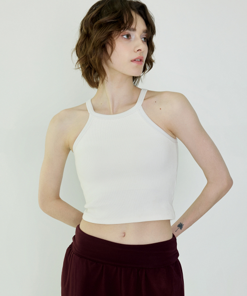 DEVIWEAR(デヴィウェア)の「ピグメント・ホルター・ノースリーブ DEVI-TS0049-ホワイト(Tシャツ/カットソー・レディース・ホワイト・L/M/S)」の2枚目の写真