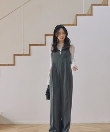 Alumu.（エルム）の「AM610205 ヘリンボーンワイドサロペット【セットアップ可能】（サロペット/オーバーオール）」