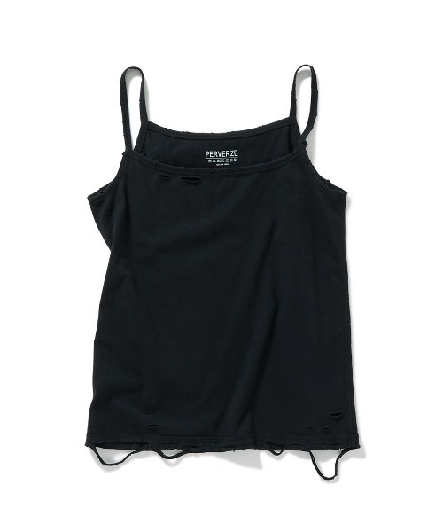 PERVERZE（パーバーズ）の「DISTRESS Regular Camisole（キャミソール・レディース・ホワイト/ブラック/カーキ/グレー・FREE）」の2枚目の写真