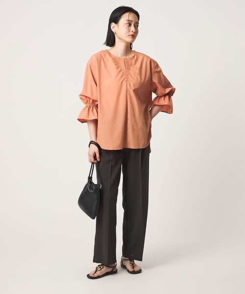 A DAY IN THE LIFE UNITED ARROWS(アデイインザライフユナイテッドアローズ)の「ステッチ キーネック キャンディスリーブブラウス 7分袖<A DAY IN THE LIFE>(シャツ/ブラウス・レディース・オレンジ/ネイビー/オフホワイト/その他2/その他1・FREE)」の10枚目の写真