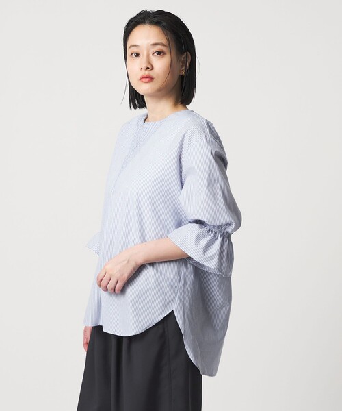 A DAY IN THE LIFE UNITED ARROWS(アデイインザライフユナイテッドアローズ)の「ステッチ キーネック キャンディスリーブブラウス 7分袖<A DAY IN THE LIFE>(シャツ/ブラウス・レディース・オレンジ/ネイビー/オフホワイト/その他2/その他1・FREE)」の11枚目の写真