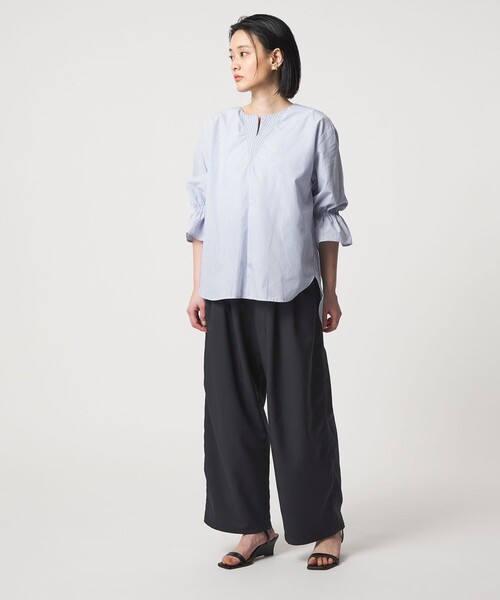 A DAY IN THE LIFE UNITED ARROWS(アデイインザライフユナイテッドアローズ)の「ステッチ キーネック キャンディスリーブブラウス 7分袖<A DAY IN THE LIFE>(シャツ/ブラウス・レディース・オレンジ/ネイビー/オフホワイト/その他2/その他1・FREE)」の12枚目の写真