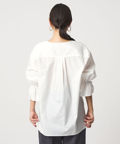A DAY IN THE LIFE UNITED ARROWS(アデイインザライフユナイテッドアローズ)の「ステッチ キーネック キャンディスリーブブラウス 7分袖<A DAY IN THE LIFE>(シャツ/ブラウス・レディース・オレンジ/ネイビー/オフホワイト/その他2/その他1・FREE)」の16枚目の写真