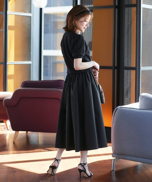 RUIRUE BOUTIQUE(ルイルエブティック)の「洗える/ストレッチ | クロシェ風 パフ ニット | トップス・ニットトップス・サマーニット・シアートップス・かぎ針編み風ニット・メッシュトップス・プルオーバー・Tシャツ(ニット/セーター・レディース・ブラック/ネイビー/ライトベージュ/ホワイト/ブルー・L/M)」の11枚目の写真