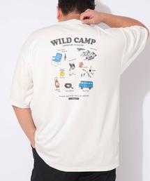 Tシャツ 半袖 ドッグ＆アウトドア プリント メンズ 大きいサイズ ヒヤテック フレブル×キャンプ プリント クルーネック カットソー B＆T CLUB (ビーアンドティークラブ)