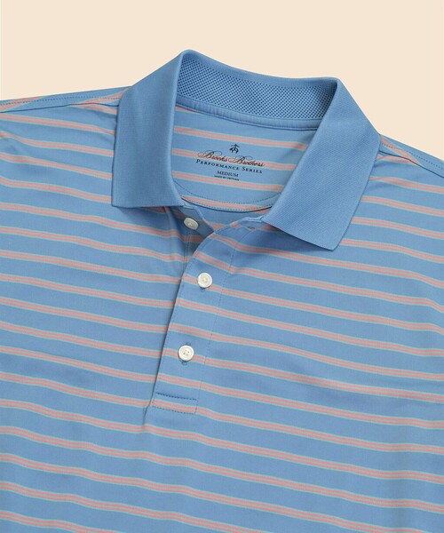 BROOKS BROTHERS（ブルックスブラザーズ）の「Performance Series　ポリエステルブレンド　ストレッチジャージー　BB#1ストライプ　ゴルフポロシャツ（ポロシャツ・メンズ・ネイビー/ホワイト/ブルー・MEDIUM/SMALL/X-LARGE/LARGE）」の6枚目の写真