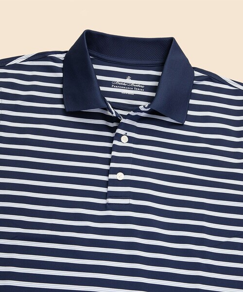 BROOKS BROTHERS（ブルックスブラザーズ）の「Performance Series　ポリエステルブレンド　ストレッチジャージー　BB#1ストライプ　ゴルフポロシャツ（ポロシャツ・メンズ・ネイビー/ホワイト/ブルー・MEDIUM/SMALL/X-LARGE/LARGE）」の8枚目の写真
