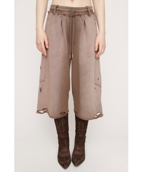 SLY(スライ)の「SW TUCK HALF PT スウェットタックハーフパンツ 春服(スウェットパンツ・レディース・ブラウン・FREE)」の3枚目の写真